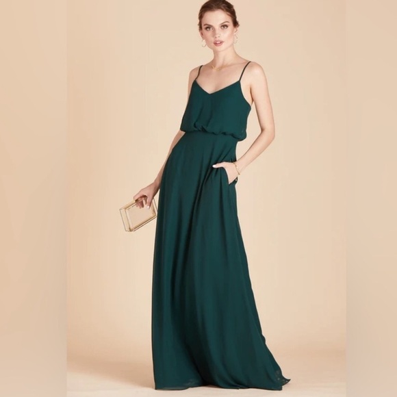 Birdy Grey Gwennie Chiffon Emerald Green Maxi Dress Small NWT - Picture 1 of 14